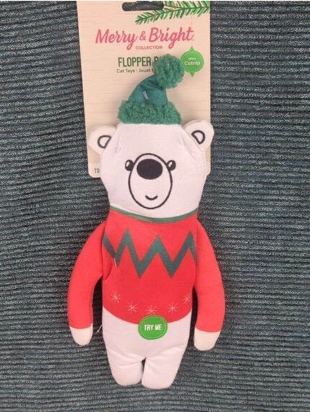 Christmas Kitty Toy! Flopper Pals Polar Bear